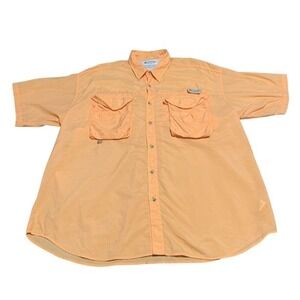 Columbia PFG Shirt Men's Size‎ XL Orange Vented Caped Performance Fishing Shirt